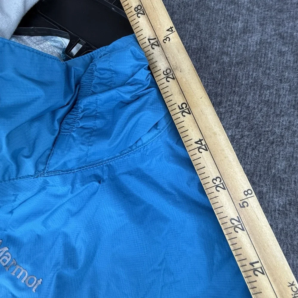 Marmot Rain Jacket Girls Large Blue Colorblock Waterproof Hooded Outdoors Pocket